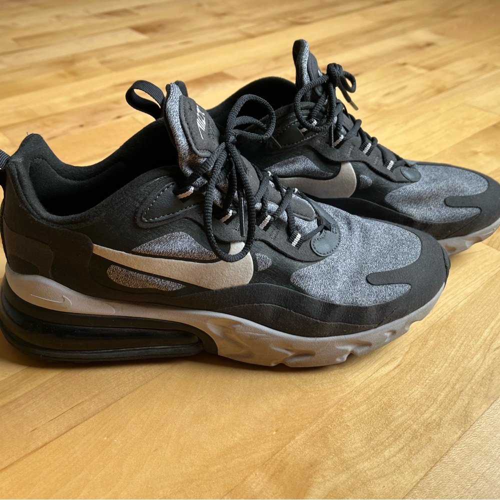 Women’s Nike Air 270 React Black and Gray Athletic Shoes